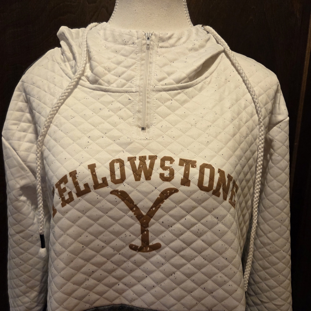 Yellowstone White & Gray Quilted Hoodie - Picture 2 of 7